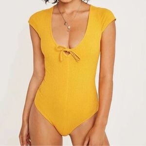 Urban Outfitters Maize Ribbed Body Suit